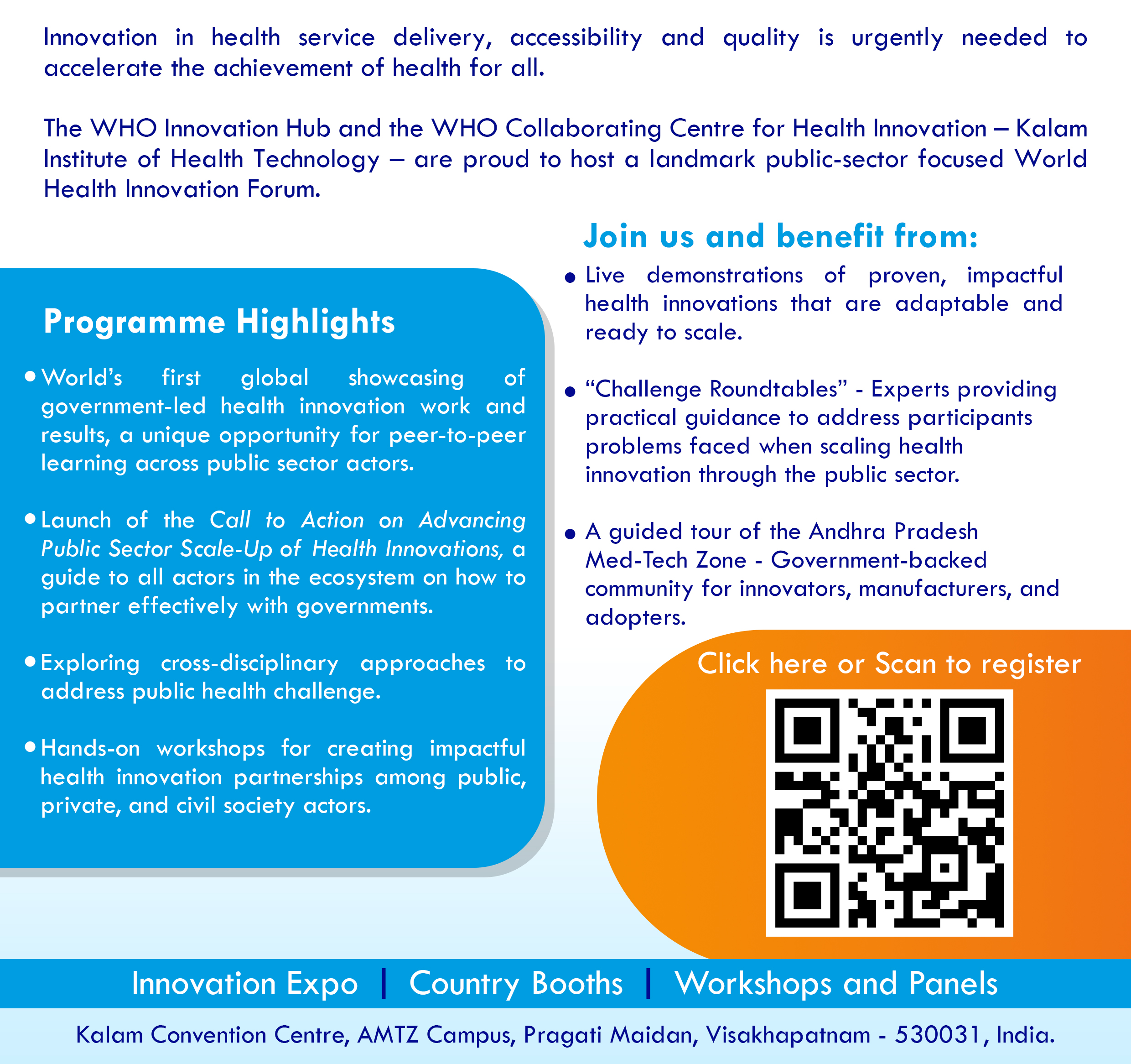 KIHT - WHO Collaborating Centre - World Health Innovation Forum programme highlights and objectives